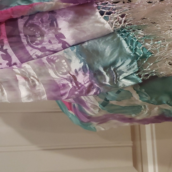 NWT Satin Fringe hand dyed shawl - Picture 3 of 8